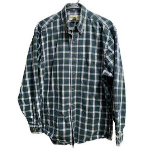 Men’s Eddie Bauer Green Blue Yellow Heavy Long-‎ Sleeve Button Down size Small